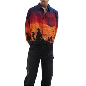 Urban Outfitters Shirt Long Sleeves Small Oversized Fit Relaxed Cowboy Western